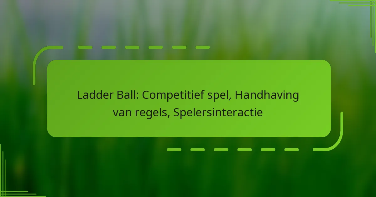 Ladder Ball: Competitief spel, Handhaving van regels, Spelersinteractie