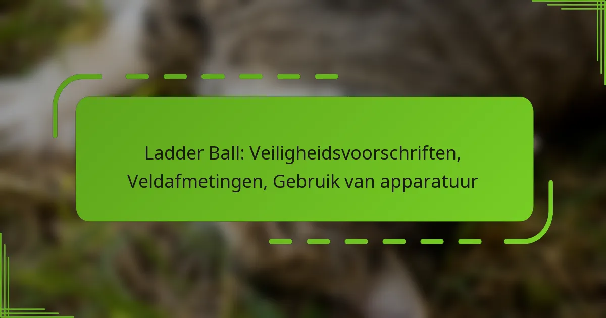 Ladder Ball: Veiligheidsvoorschriften, Veldafmetingen, Gebruik van apparatuur