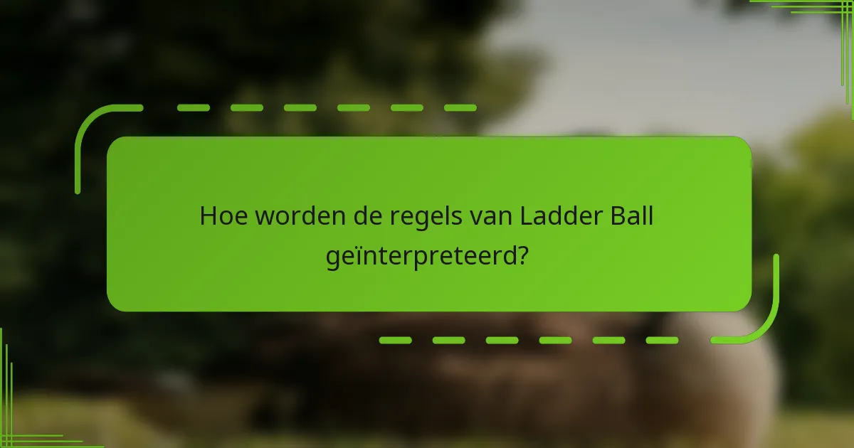 Hoe worden de regels van Ladder Ball geïnterpreteerd?