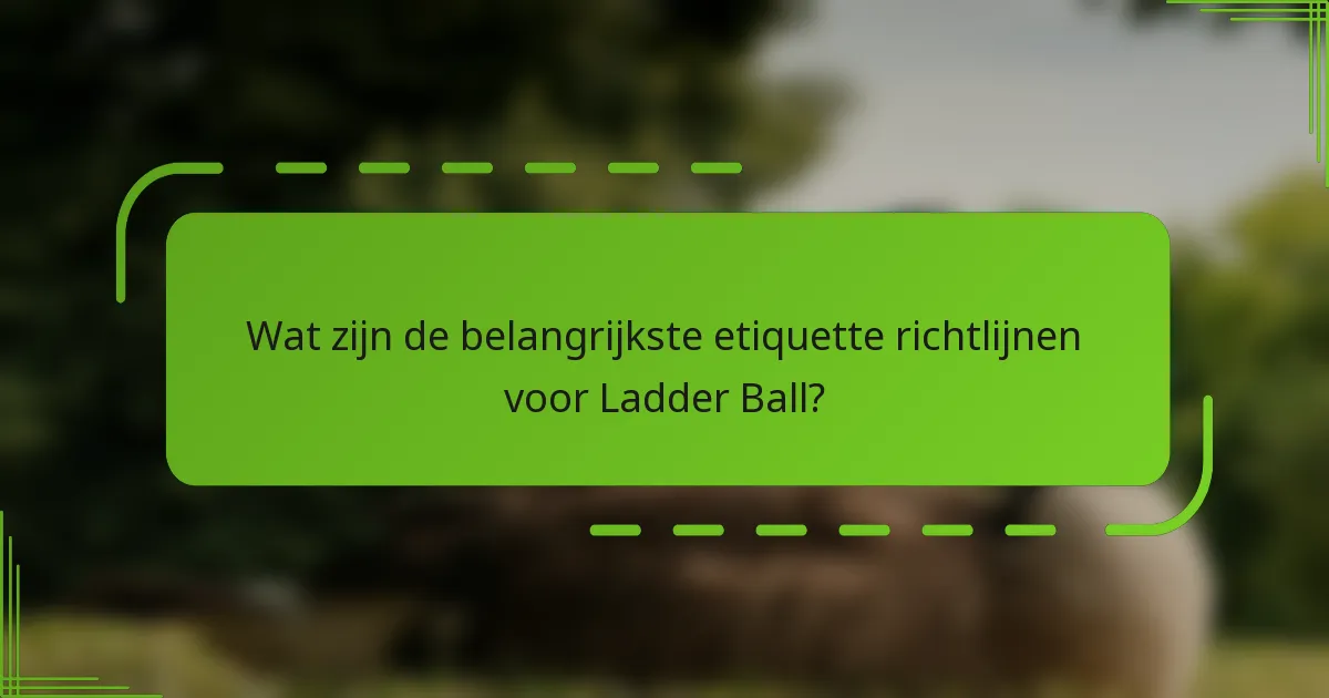Wat zijn de belangrijkste etiquette richtlijnen voor Ladder Ball?