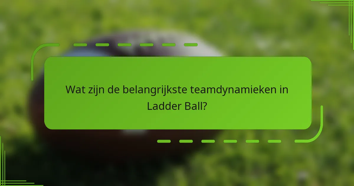 Wat zijn de belangrijkste teamdynamieken in Ladder Ball?