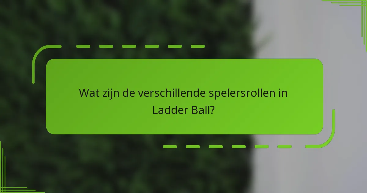 Wat zijn de verschillende spelersrollen in Ladder Ball?